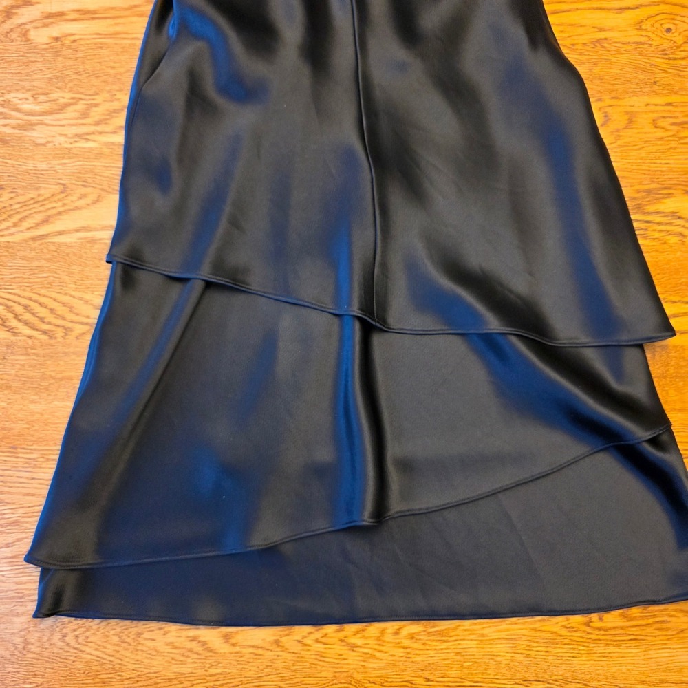 Jones New York Black Halter Tiered Cocktail Dress Size 8 Satin‎ Formal Midi - Picture 13 of 13